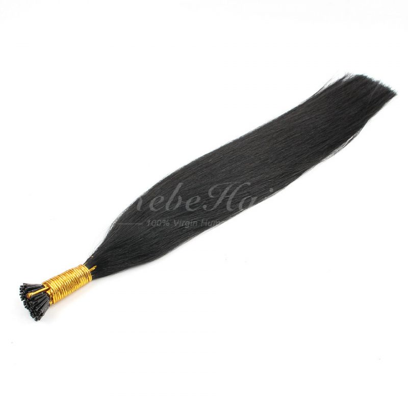 Wholesale Double Drawn I tip Hair Extensions 1 Jet Black RebeHair
