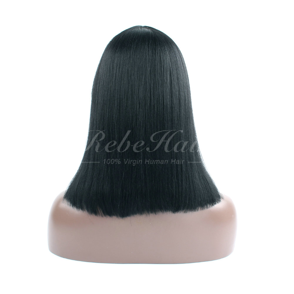 Wholesale Bob Lace Wigs Yaki Straight Hair Jet Black 1 Rebehair
